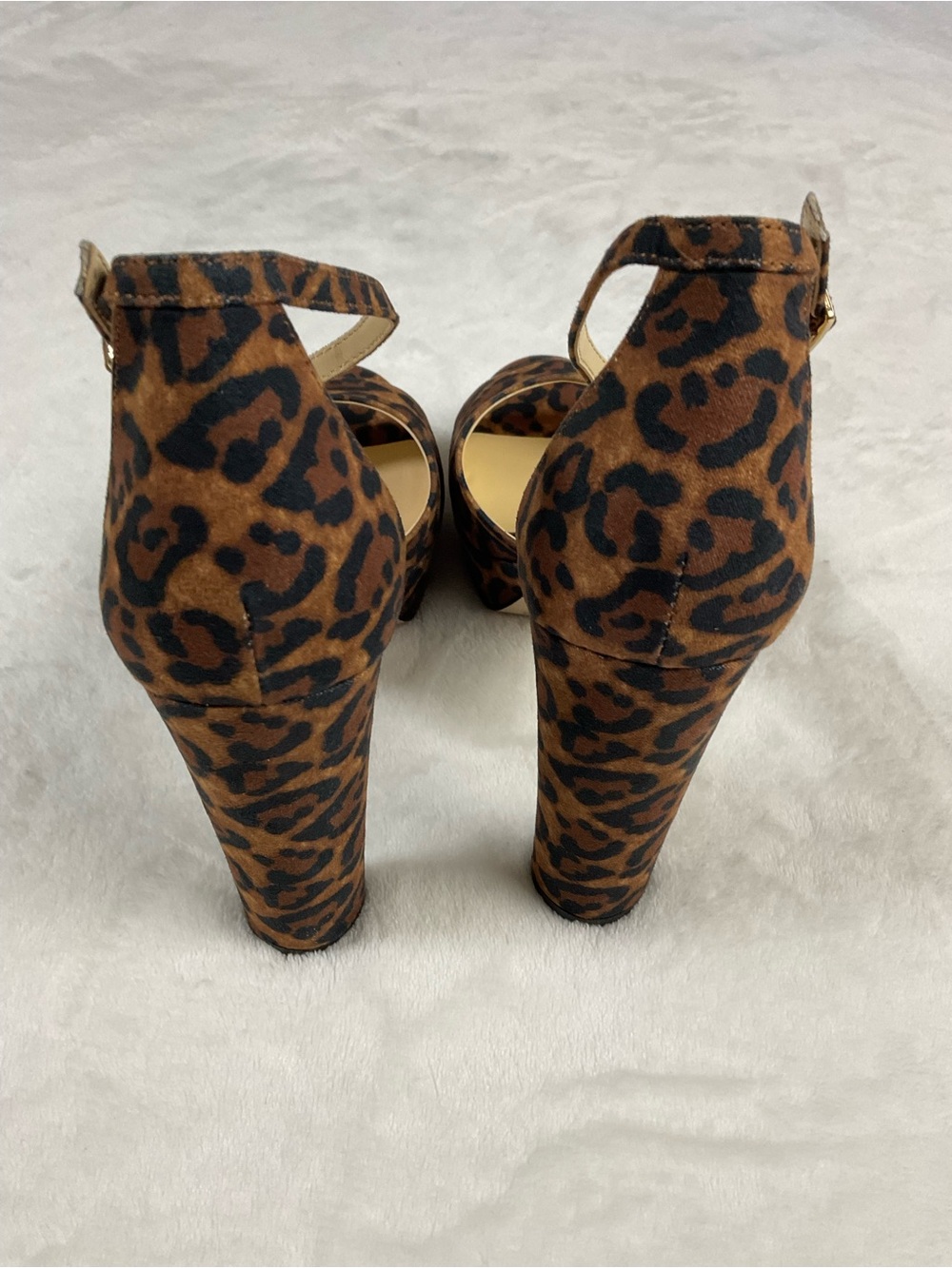 Jessica Simpson Animal Print Platform Heels Ankle Strap Size 8.5 - Picture 7 of 10